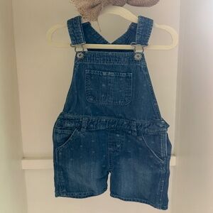 BabyGAP Polka Dot Denim Short Overalls, girls size 4